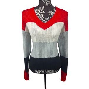 Lightweight Color-Block & V-Neck Sweater - Women’s Medium